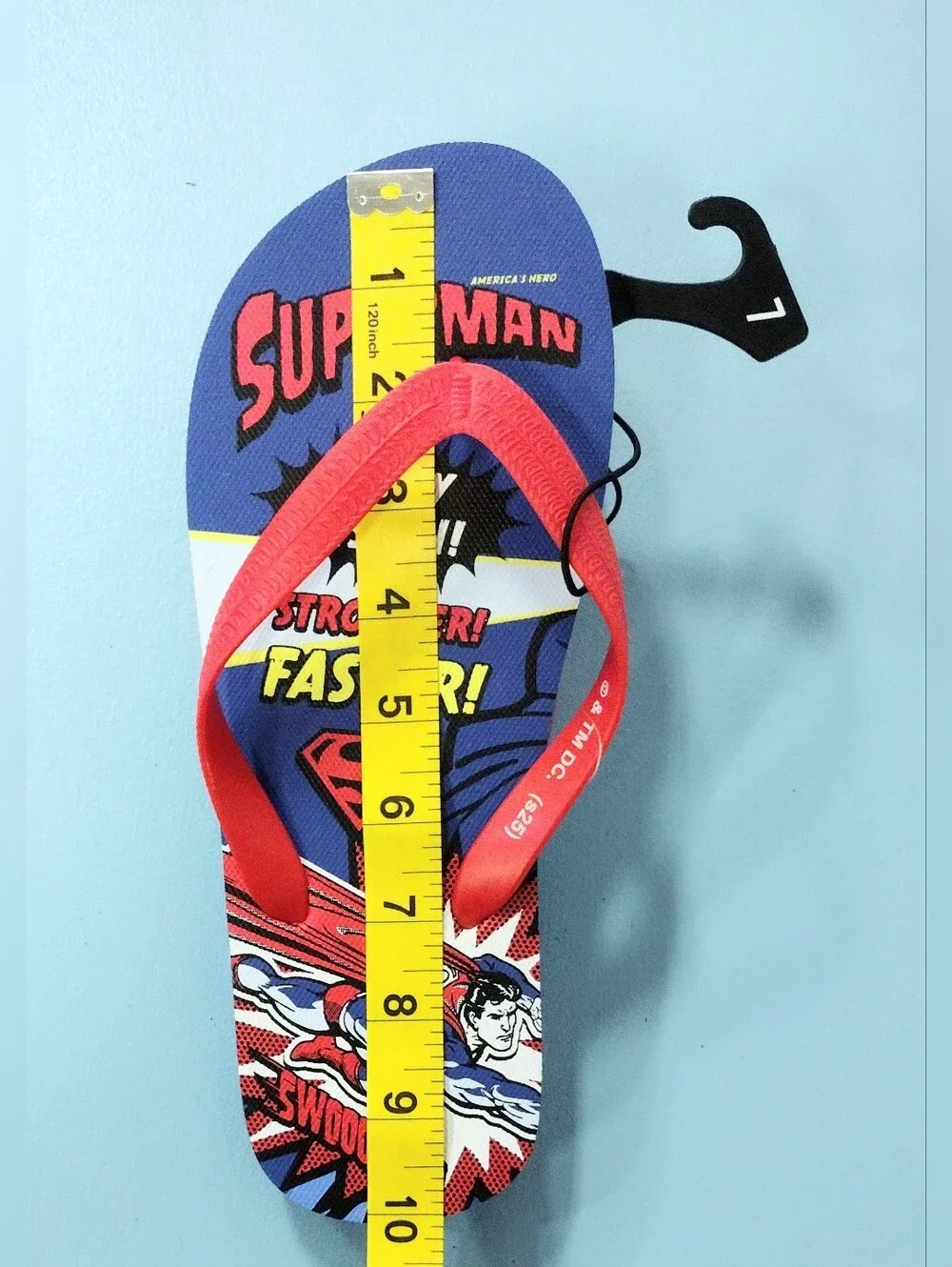 Superman Graphic Flip Flops with Red Straps